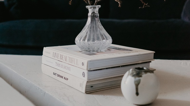 stack of coffee table books