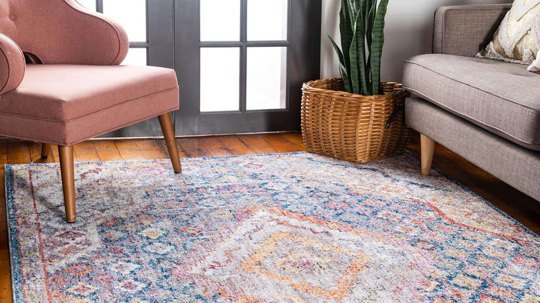 colorful rug with chair