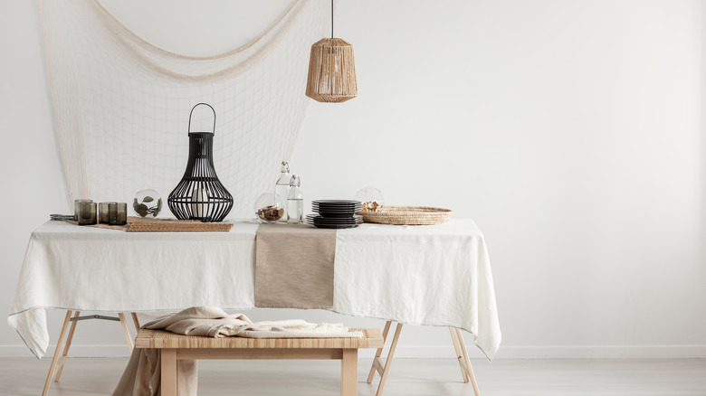 lantern in center of table display