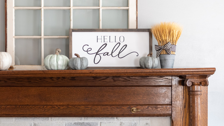 layered objects on mantel