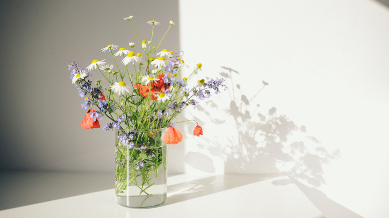 bouquet of flowers in glass vase