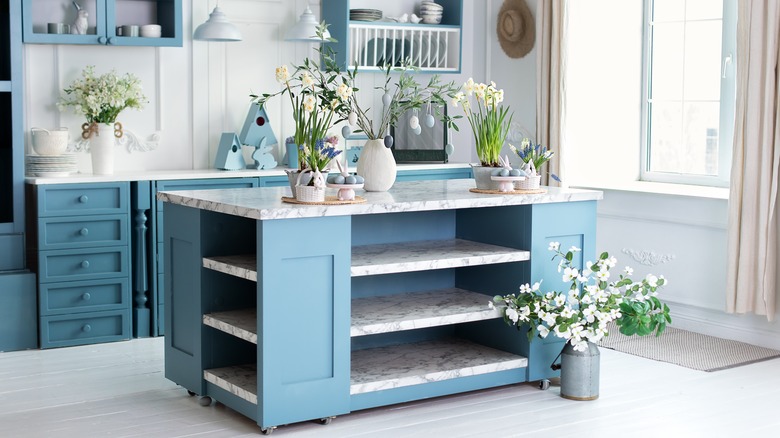 blue kitchen island