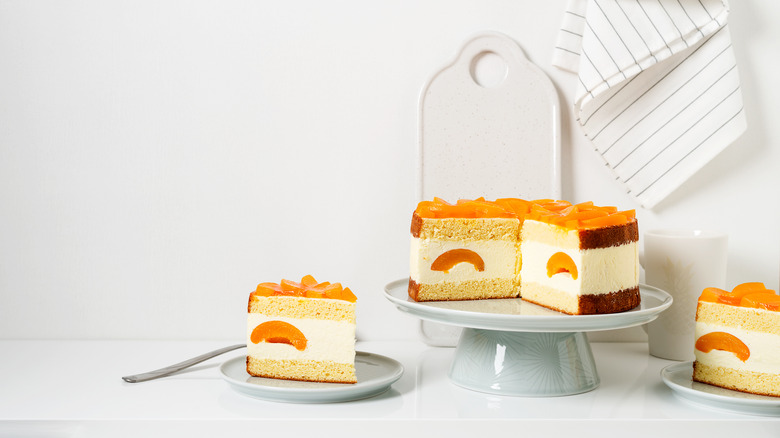 orange cake on cake stand