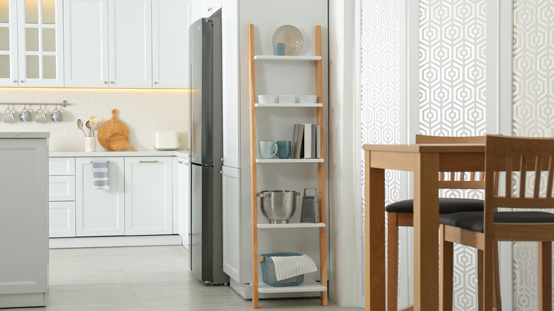 ladder shelf in the kitchen