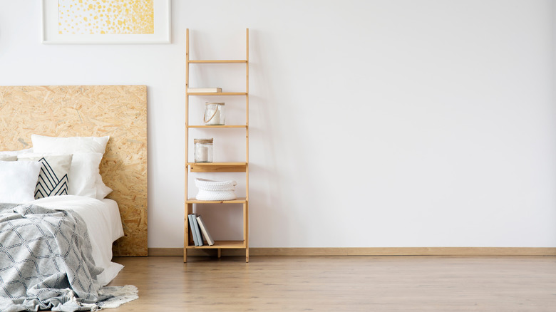 ladder shelf with minimal decorations