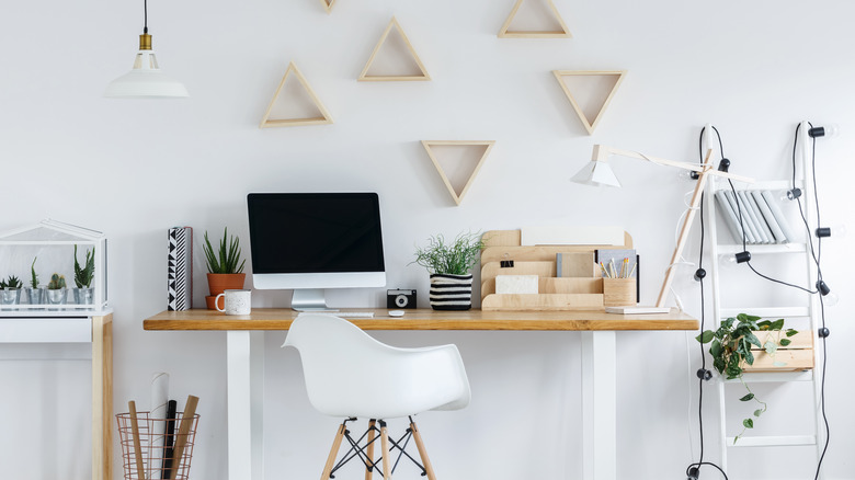 ladder shelf in home office