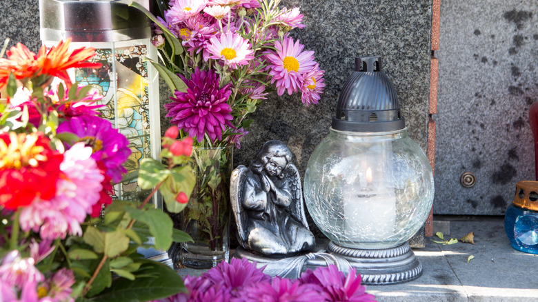 memorial site with lantern