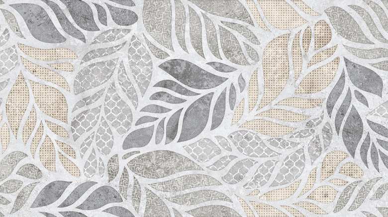 leaf print fabric with texture