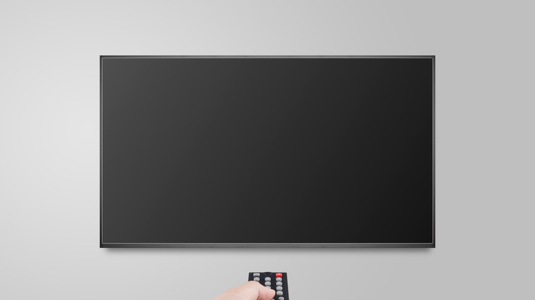 mounted tv on blank wall