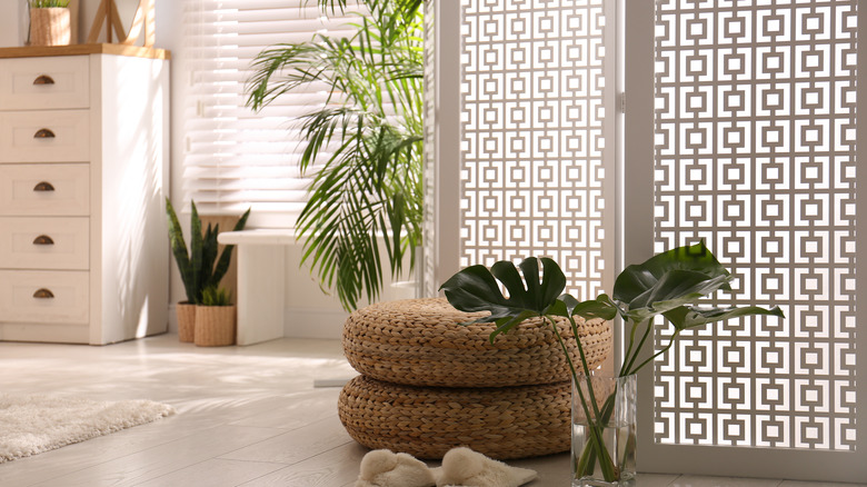 decorative screens with houseplant