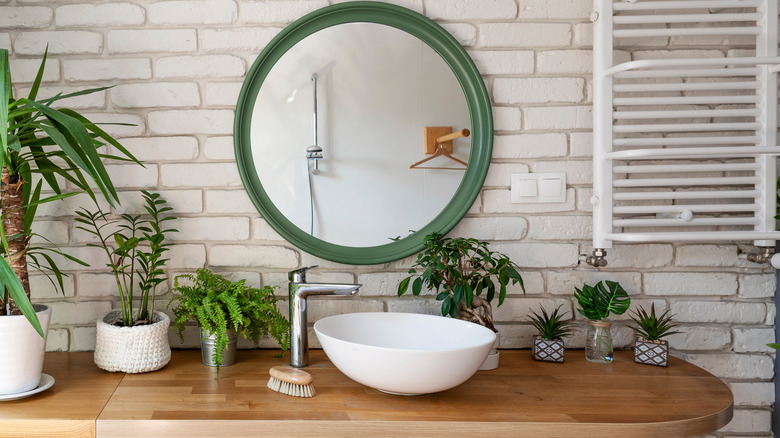 mirror decorated with plants