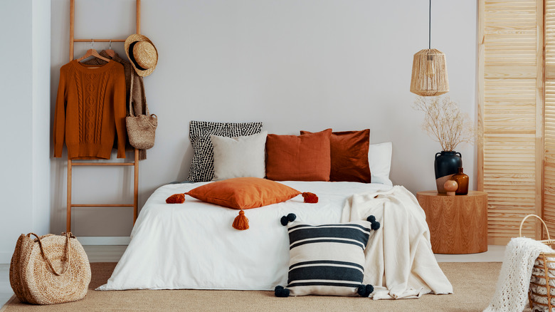 bedroom with orange colors