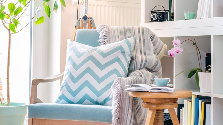 reading nook with bookshelves