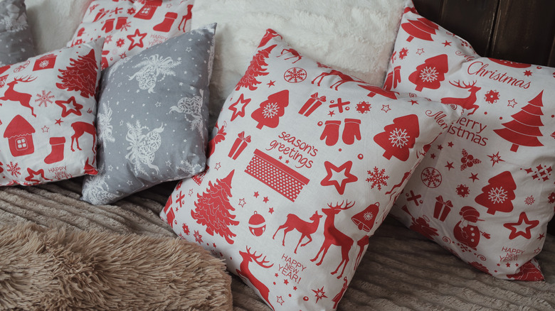 Christmas red and white pillows