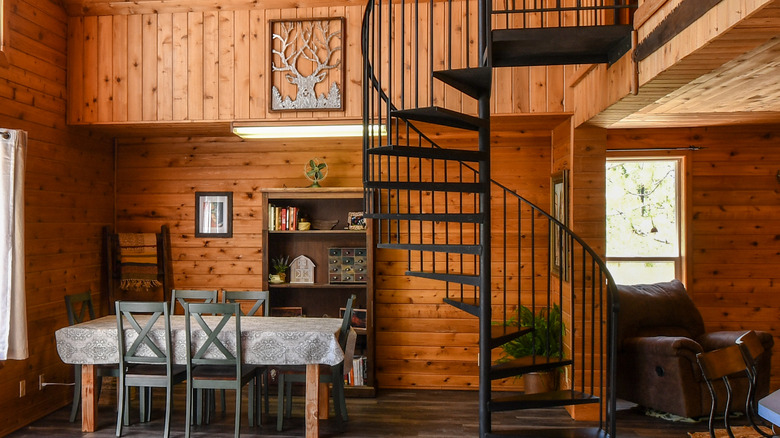 wood walls in living room