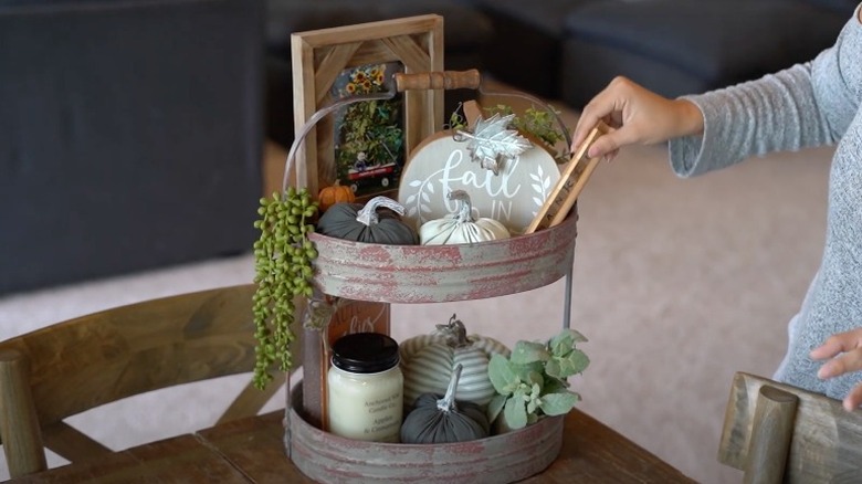 a fall two-tiered tray