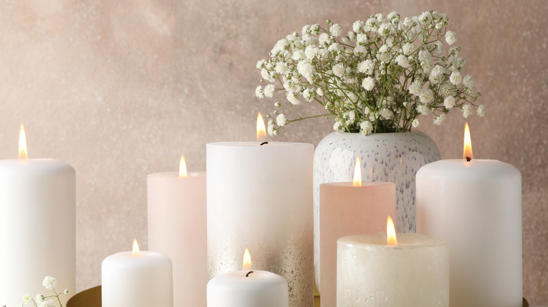 group of white lit candles