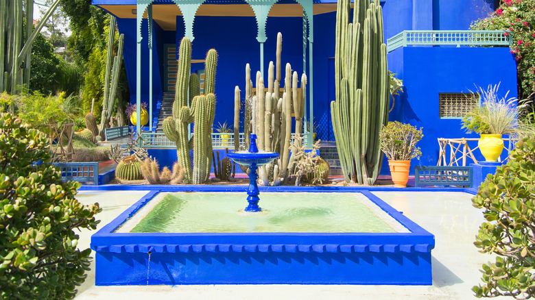 bright blue fountain in Morocco 