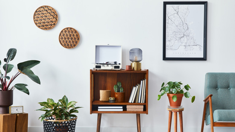 bookshelf with décor around it