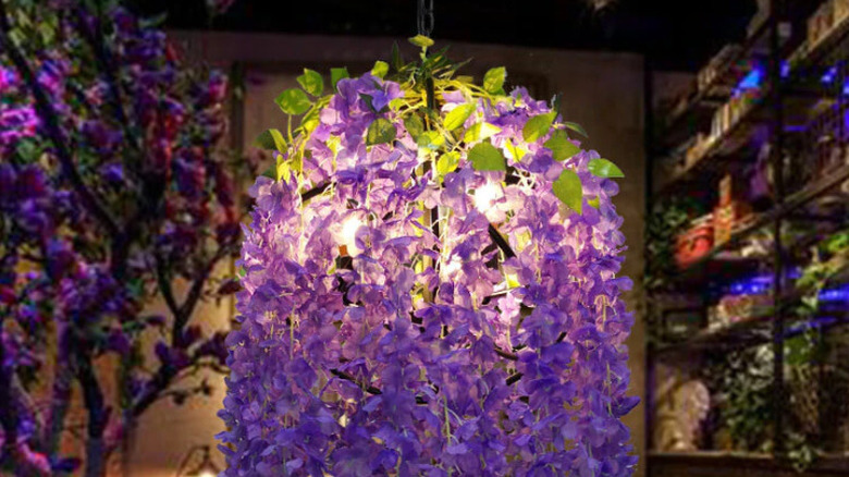 purple flower light chandelier