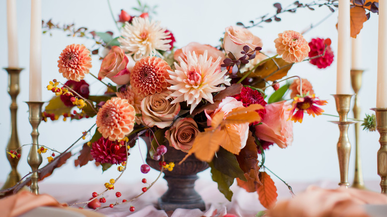 colorful flowers in vase on table