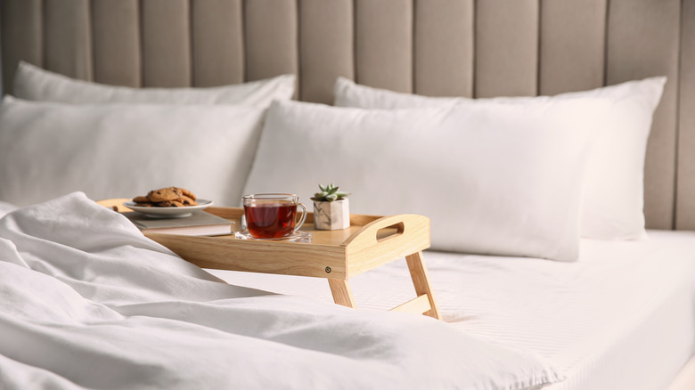 breakfast tray set in bed 