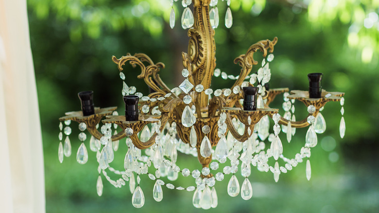 A crystal chandelier in tree