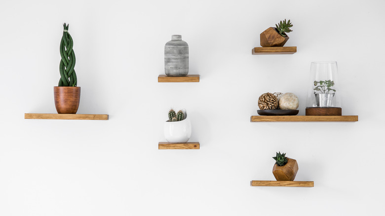 tiny wooden floating shelves