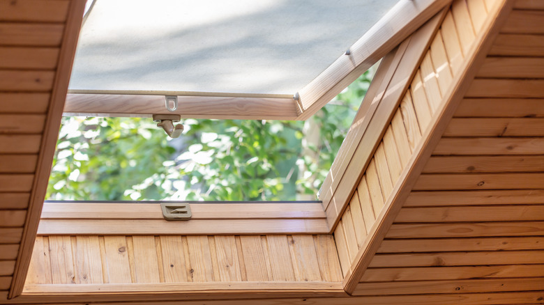 skylight window in slanted ceiling