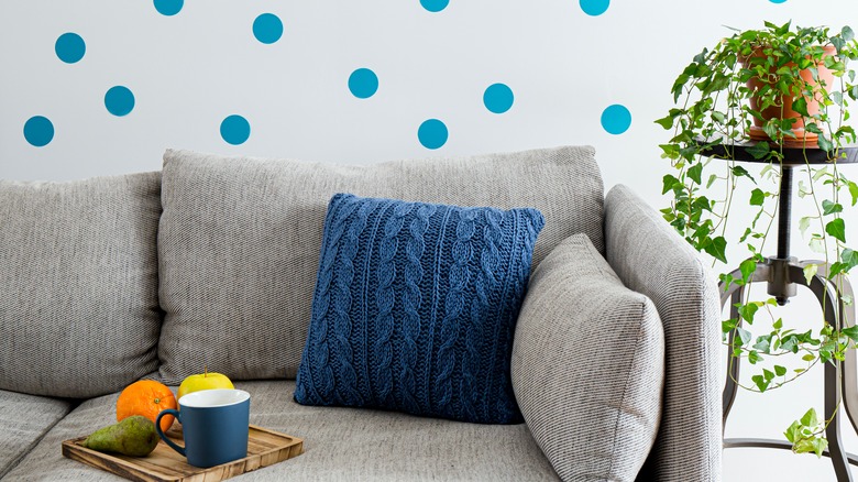 Blue polka dotted wall