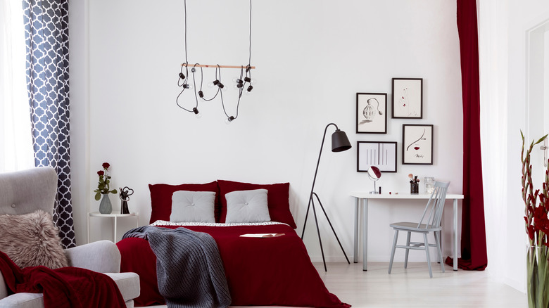 lights hanging above the bed