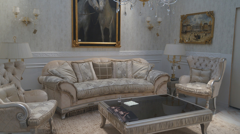 French provincial couches with sconces
