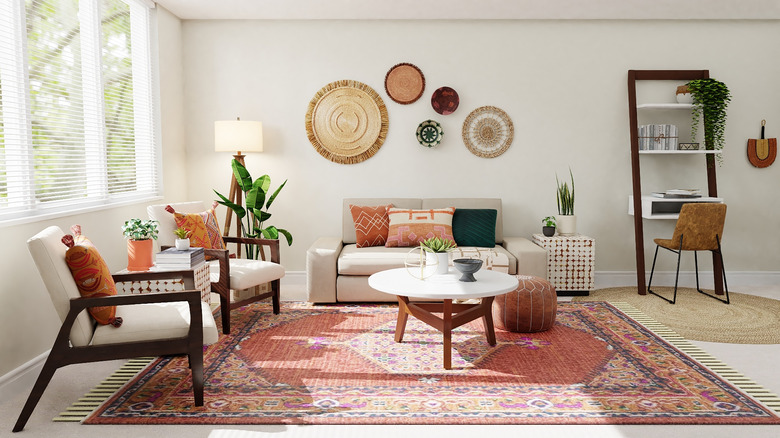  woven baskets above white couch