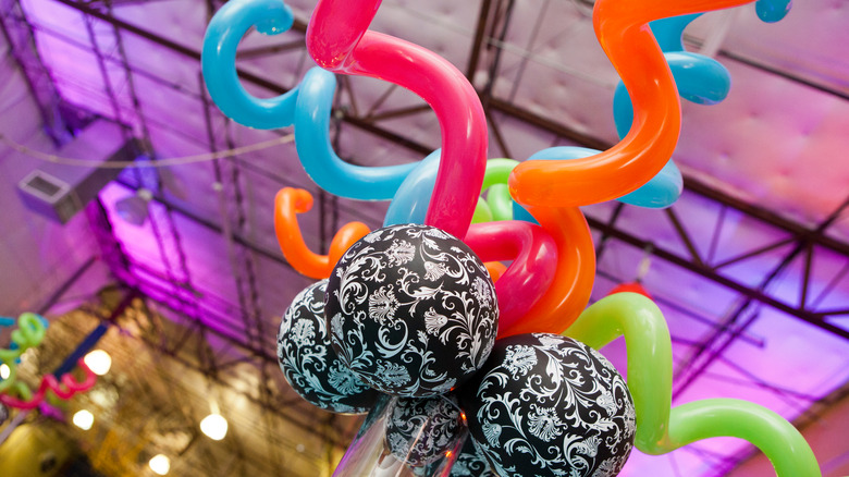 colorful balloon centerpiece