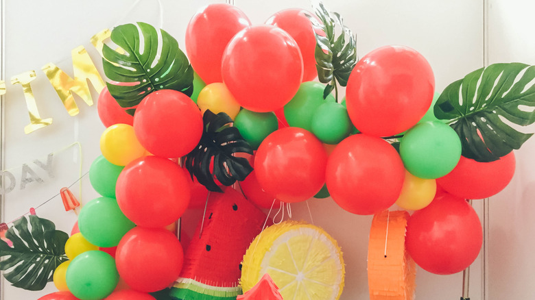 fruit balloon garland with leaves