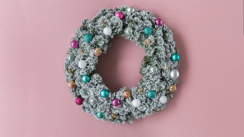 disco ball wreath with ornaments