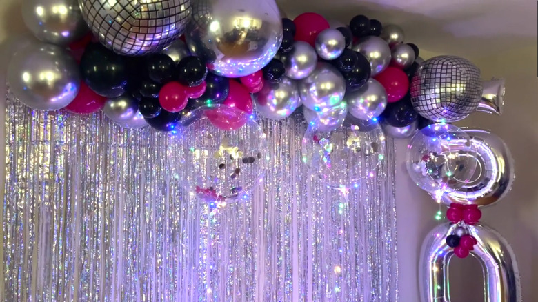 disco balloon arch with disco balls