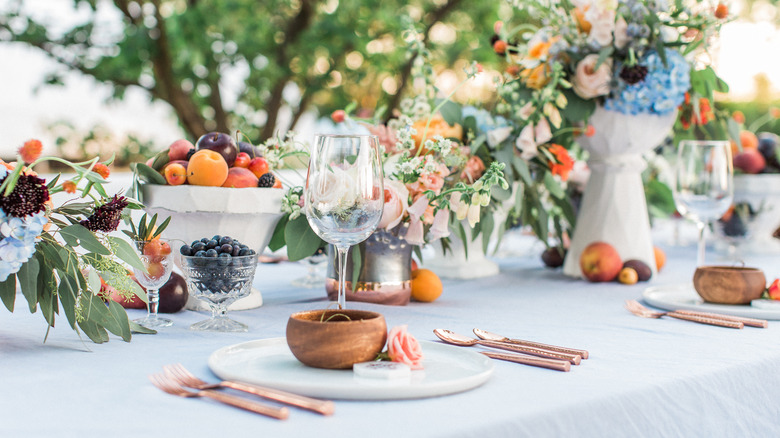 Fruits and flowers as centerpieces