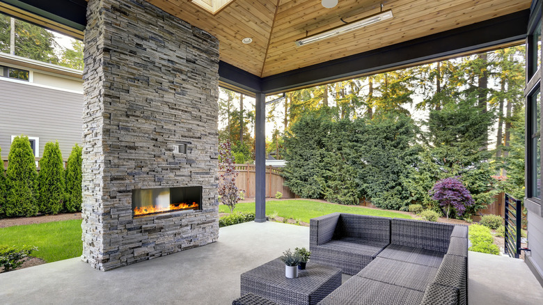 natural stone fireplace living room