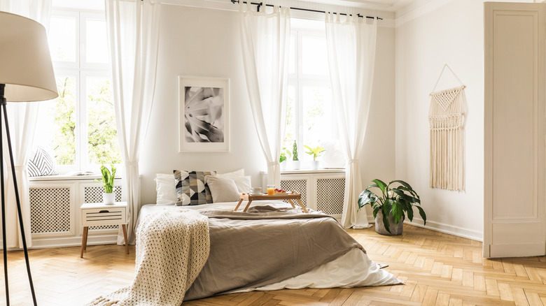 sheer curtains in a bedroom