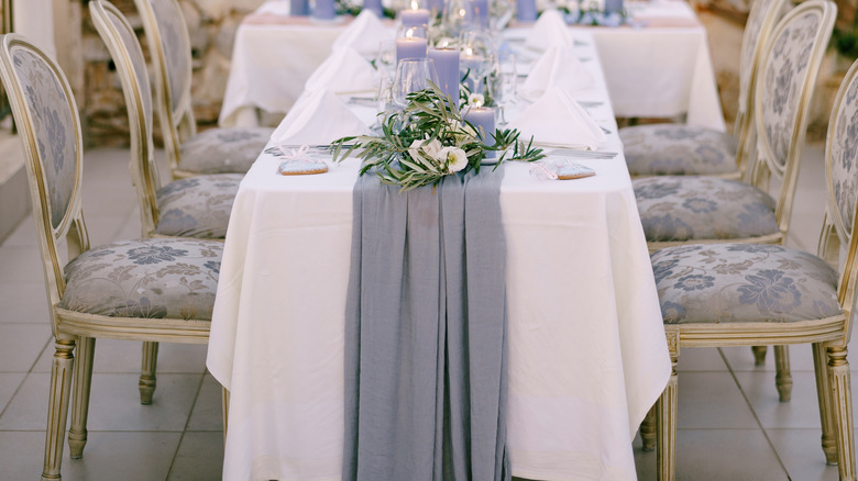 layered table runner with chairs