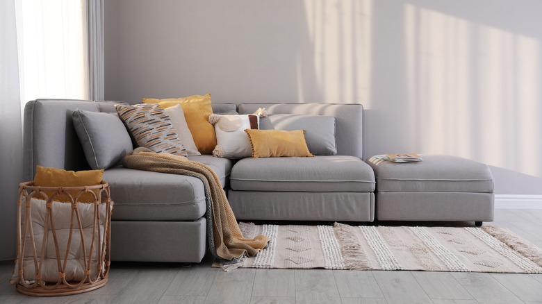 large gray modular sofa