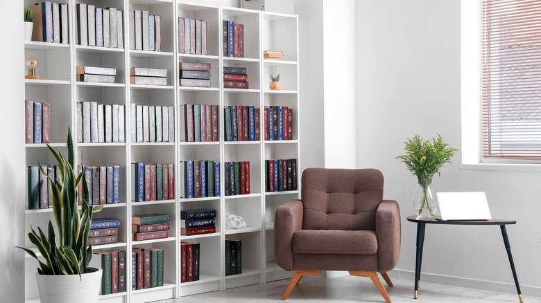 Bookshelf, chair and table