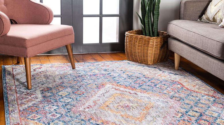 colorful rug in living room