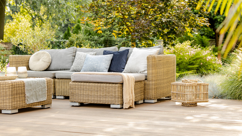 wicker outdoor furniture in yard