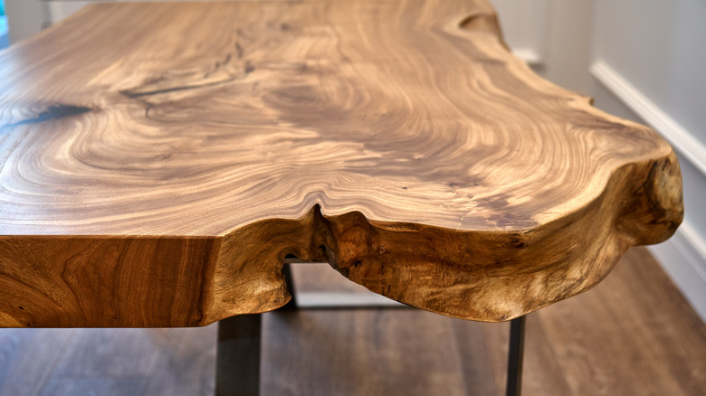 raw edge wooden coffee table