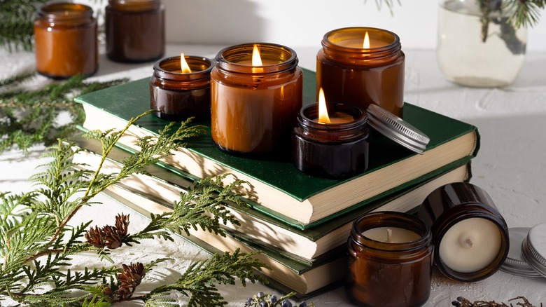 candles lit up on tray