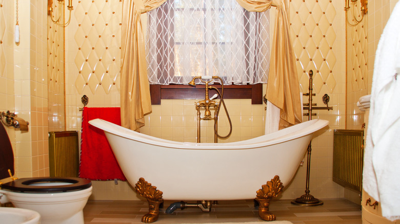 Clawfoot bathtub in bathroom