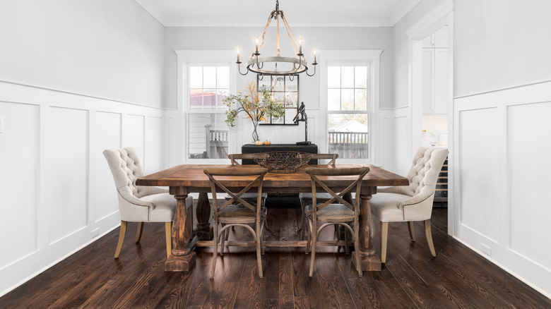 modern dining room with rustic decor