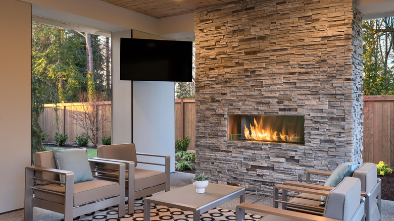 living room fireplace with wood